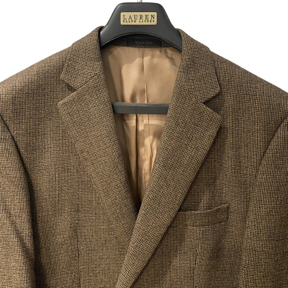 Men's 44L LAUREN RALPH LAUREN Lambs' Wool LELA Sport Coat Blazer Jacket Brown - Picture 2 of 16